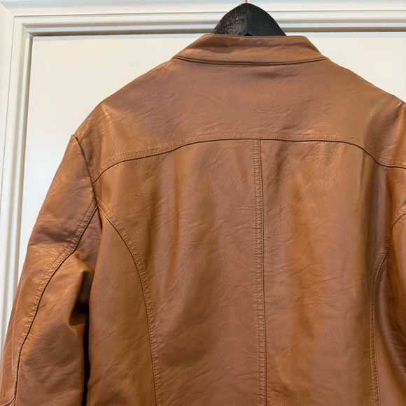 MADE BY JOHNNY Brown Faux Leather Jacket Size XXL Full Zipper - Picture 5 of 8